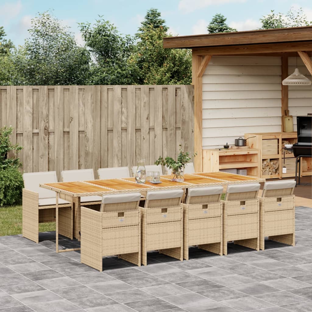 11-delige Tuinset met kussens poly rattan beige is nu te koop bij PeponiXL, paradijselijk wonen!
