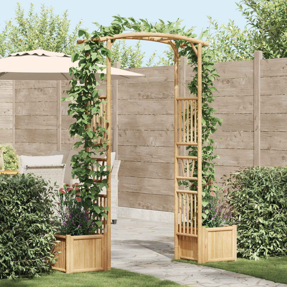 Tuin Boog Naturel 177 x 40 x 205 cm Bamboe is nu te koop bij PeponiXL, paradijselijk wonen!