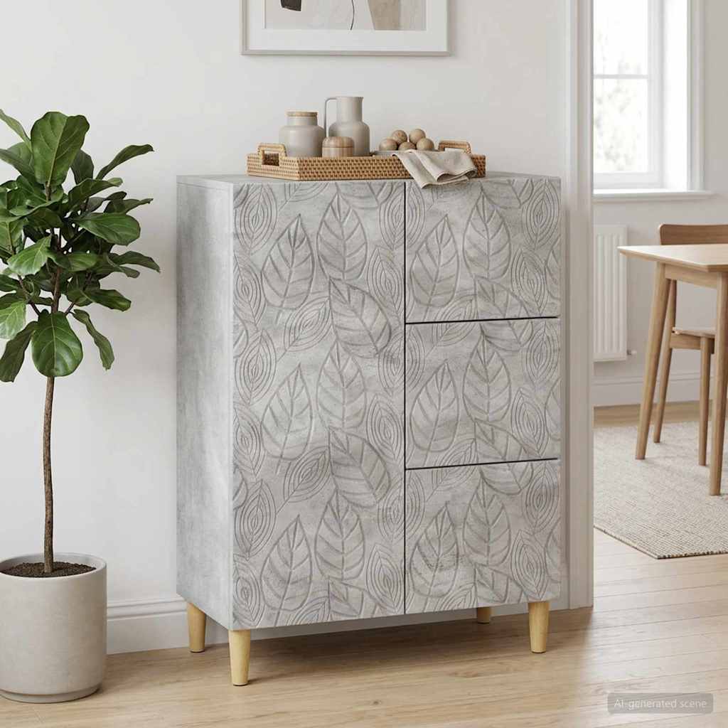 Dressoir Betongrijs 66 x 34,5 x 90 cm Bewerkt hout is nu te koop bij PeponiXL, paradijselijk wonen!