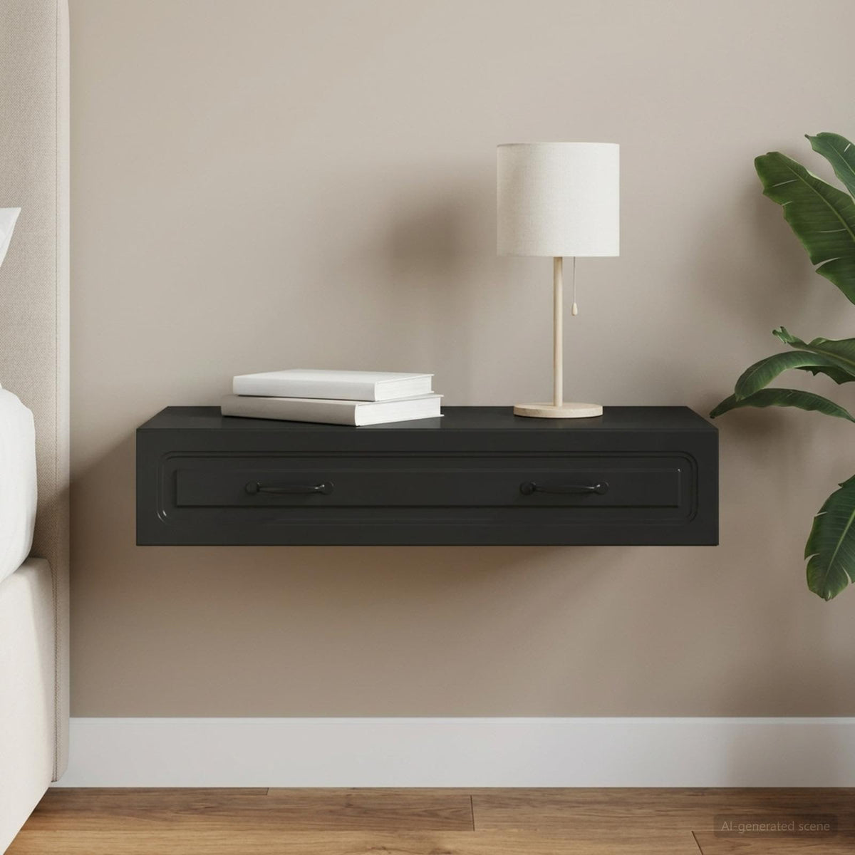 Wandmontage Zijtafel Zwart 87,5 x 34,5 x 17 cm Bewerkt hout is nu te koop bij PeponiXL, paradijselijk wonen!