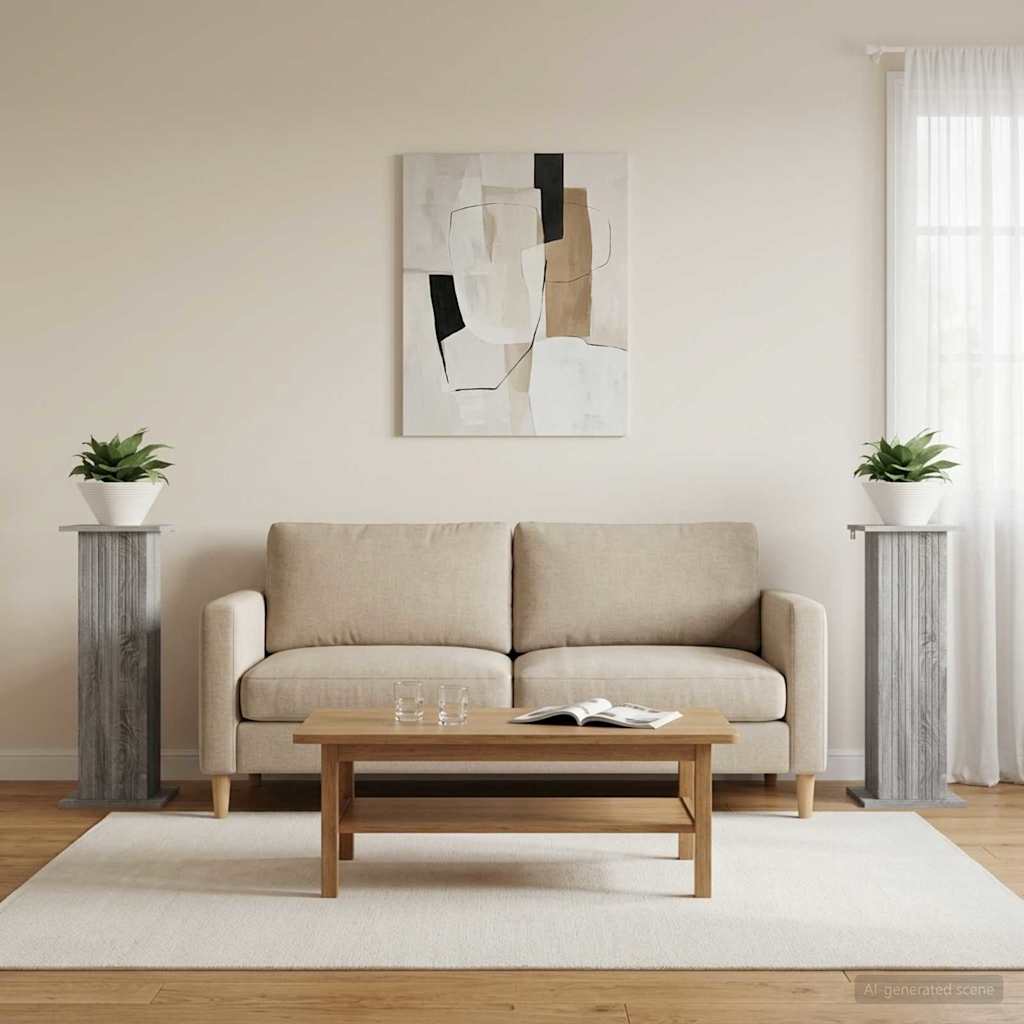 Plantenstandaard 2 pcs Grijs sonoma 30,5 x 30 x 80,5 cm is nu te koop bij PeponiXL, paradijselijk wonen!