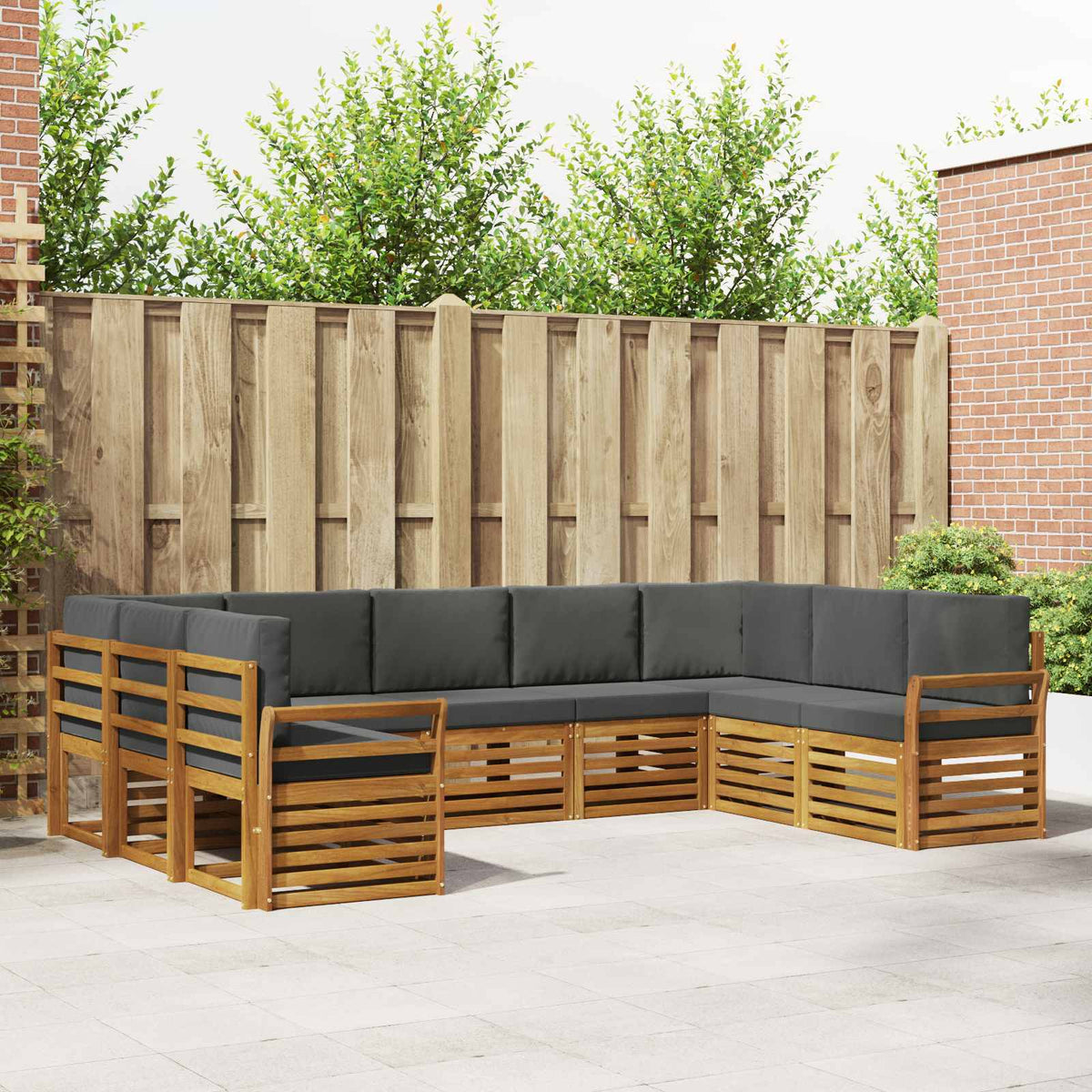Hoekbank Set met kussen 9 pcs Natuurlijk en Antraciet is nu te koop bij PeponiXL, paradijselijk wonen!