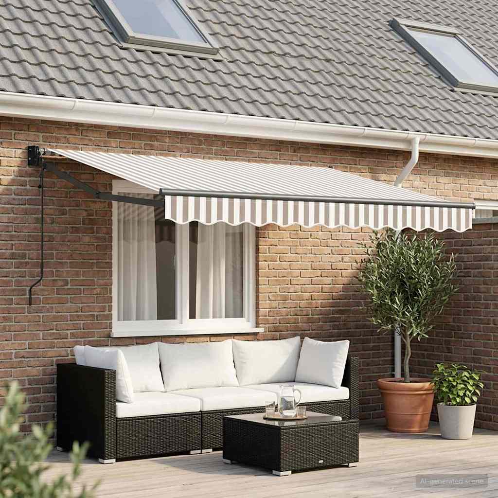 Uitschuifbare luifel Lichtgrijs en wit. 3,5 x 2 m is nu te koop bij PeponiXL, paradijselijk wonen!