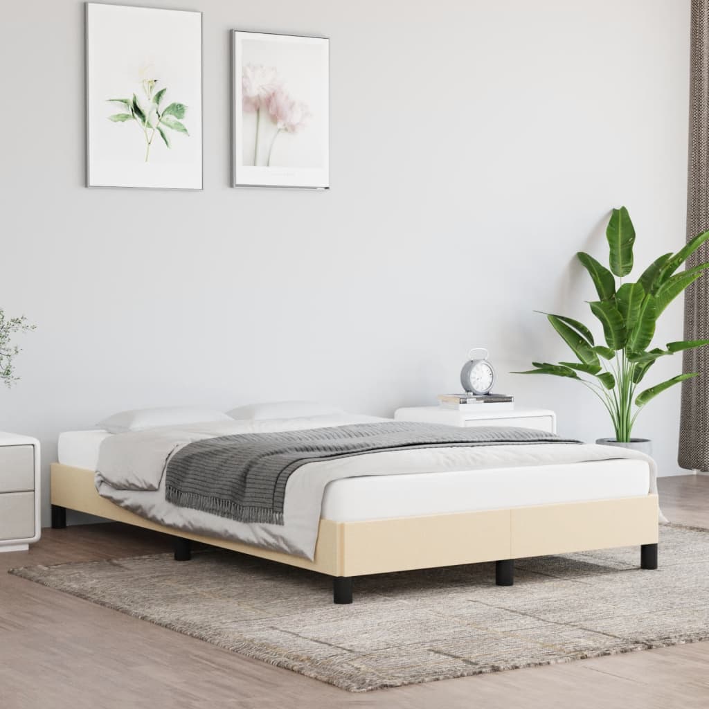Bedframe zonder matras 120x190 cm stof crèmekleurig is nu te koop bij PeponiXL, paradijselijk wonen!