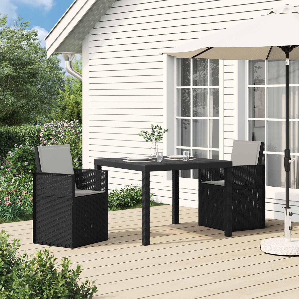 Tuin eettafelset met kussen 3 pcs Anthraciet en Lichtgrijs PP is nu te koop bij PeponiXL, paradijselijk wonen!