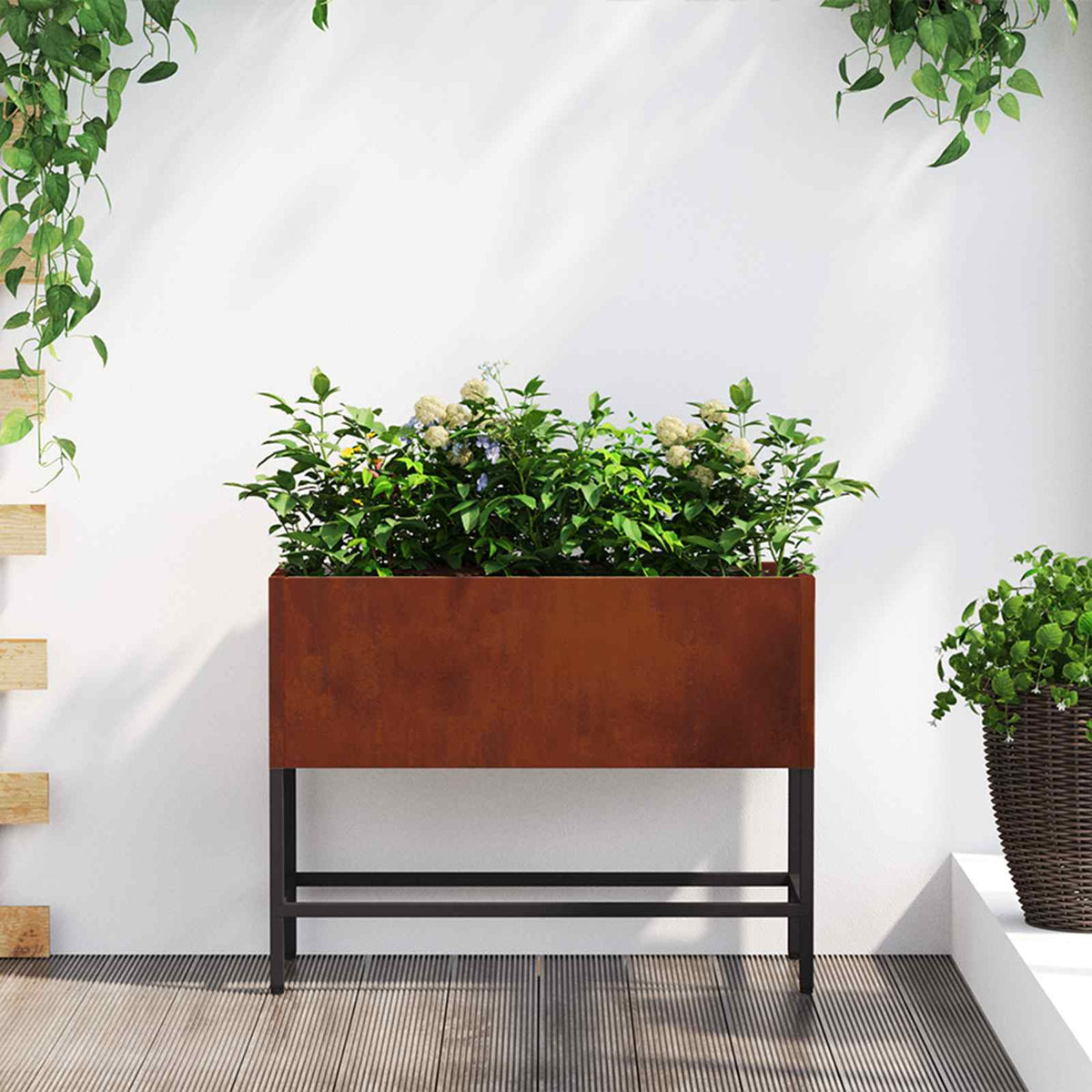 Verhoogde Tuin Plantbak Roestig 60 x 26 x 45 cm Cortenstaal is nu te koop bij PeponiXL, paradijselijk wonen!
