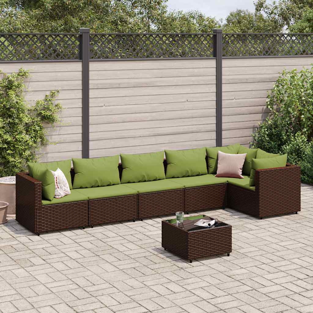 7-delige Loungeset met kussens poly rattan bruin is nu te koop bij PeponiXL, paradijselijk wonen!