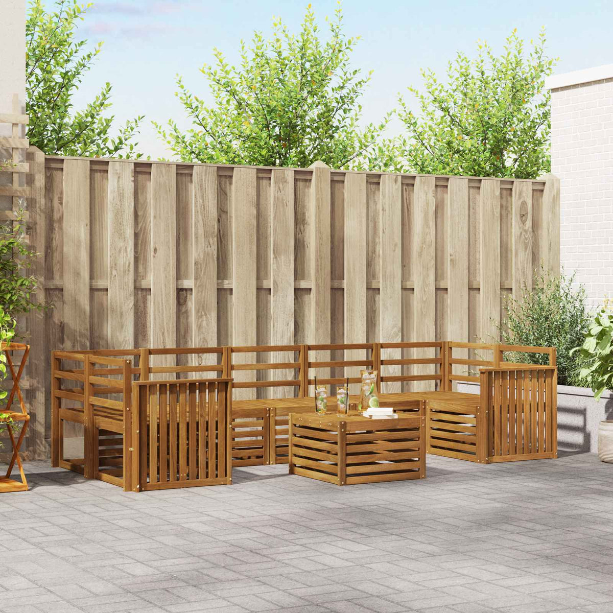 Sofa-Sets 8 pcs Naturel Massief Acaciahout is nu te koop bij PeponiXL, paradijselijk wonen!