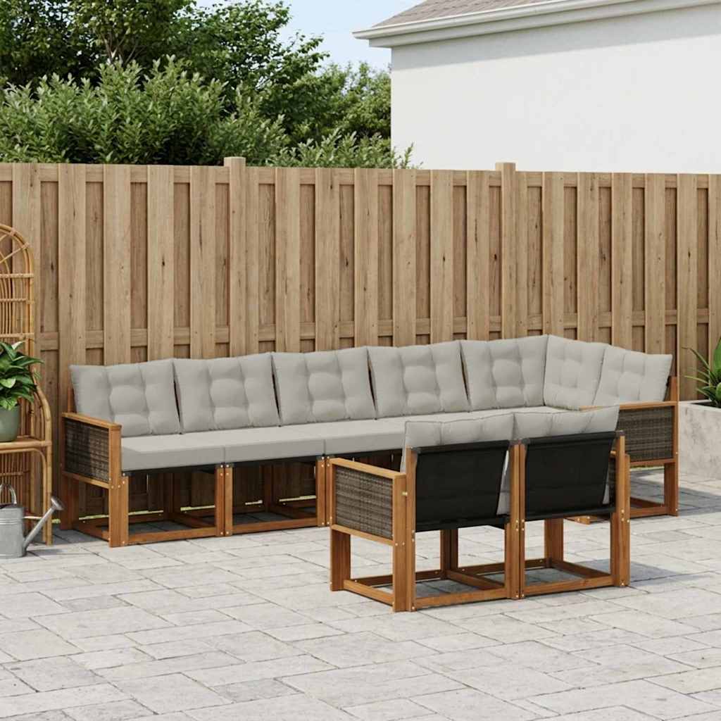 Buiten bankenset met kussen 8 pcs Naturel en lichtgrijs is nu te koop bij PeponiXL, paradijselijk wonen!