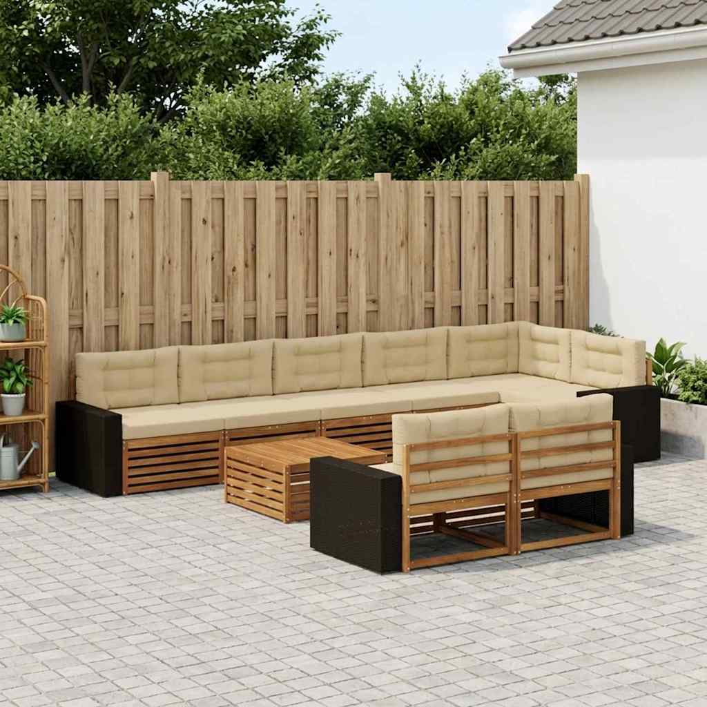 Buiten bankenset met kussen 9 pcs is nu te koop bij PeponiXL, paradijselijk wonen!