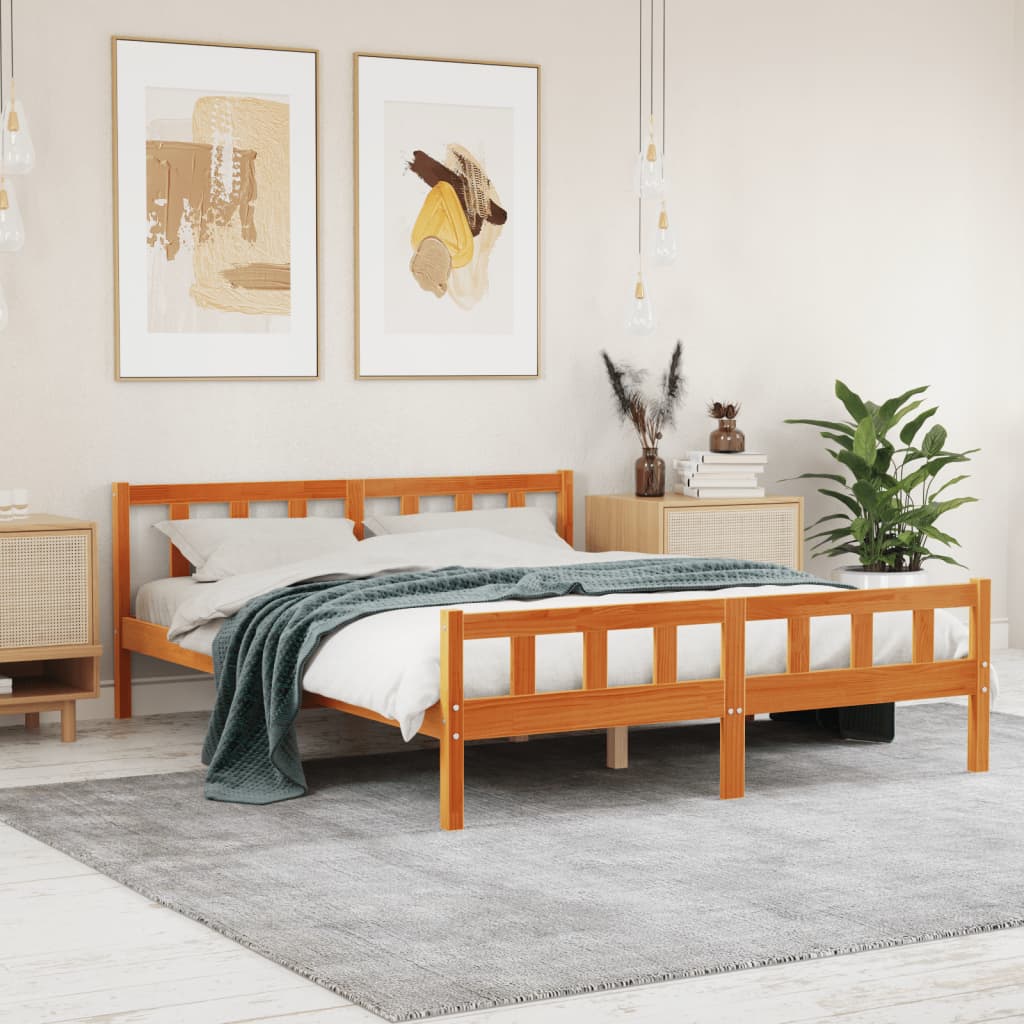 Bedframe zonder matras massief grenenhout wasbruin 150x200 cm is nu te koop bij PeponiXL, paradijselijk wonen!