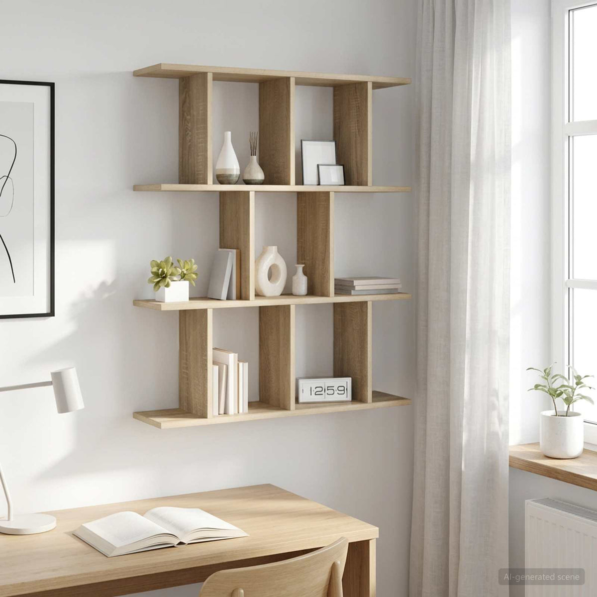 Wandplank Sonoma Eiken 80 x 20 x 96 cm Bewerkt hout is nu te koop bij PeponiXL, paradijselijk wonen!