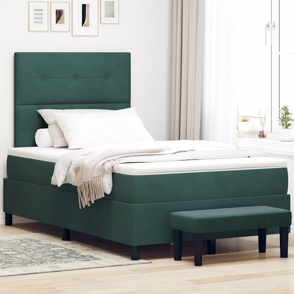 Boxspring bed met kussen Donkergroen 190 x 120 cm Fluweel is nu te koop bij PeponiXL, paradijselijk wonen!
