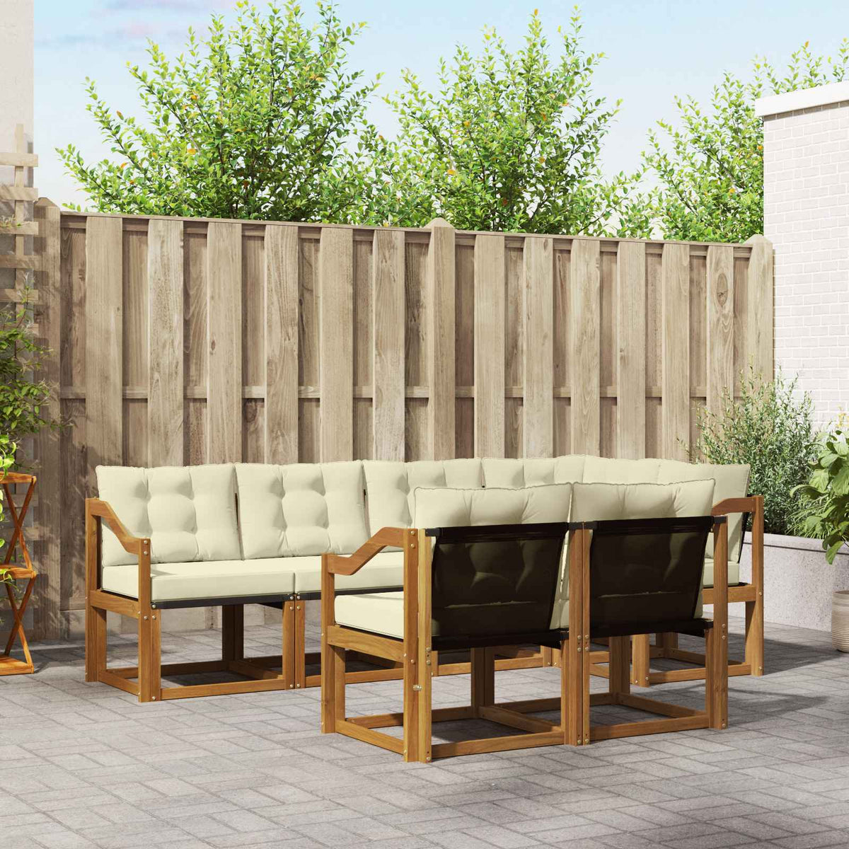 Buiten bankenset met kussen 7 pcs Natuurlijk en Crème is nu te koop bij PeponiXL, paradijselijk wonen!