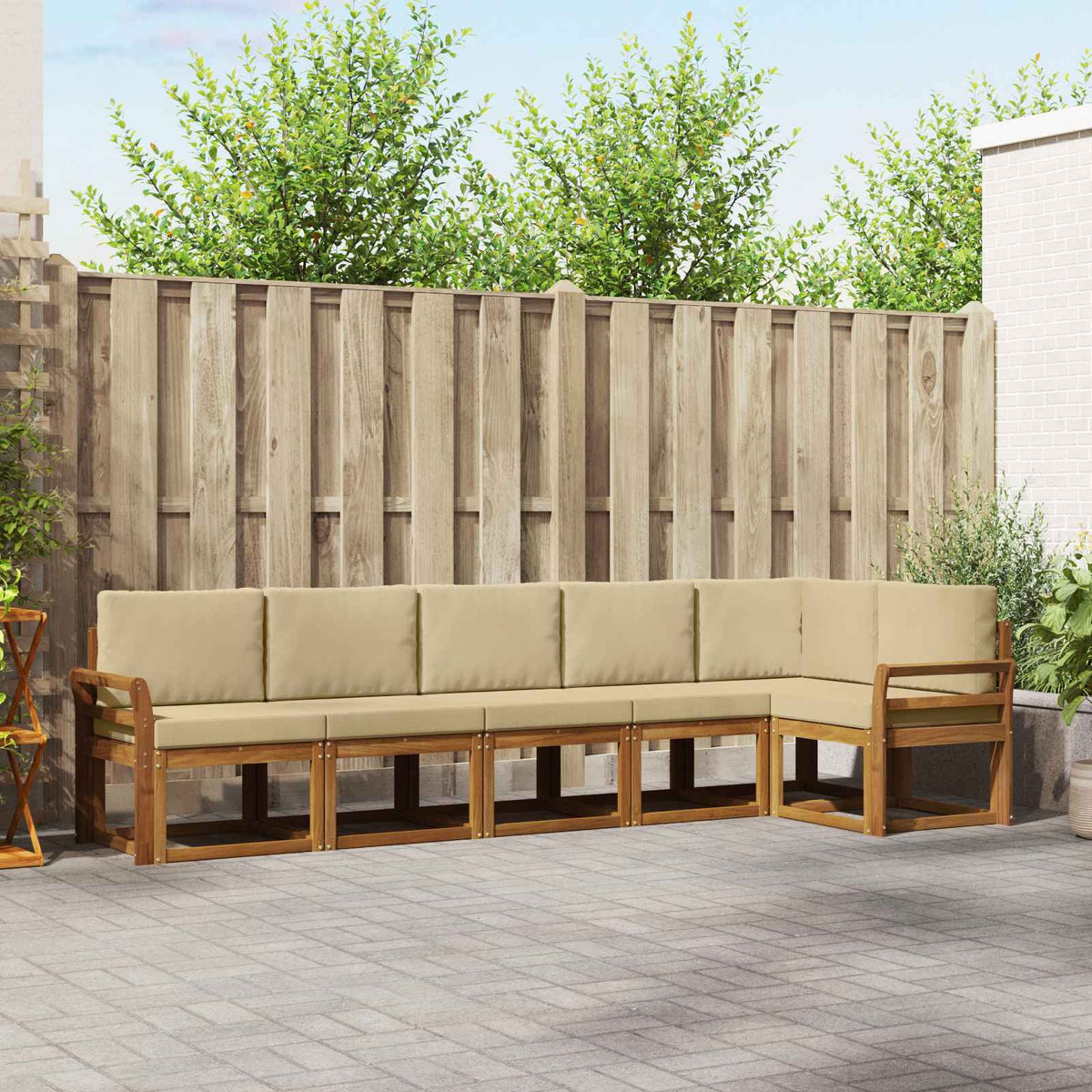 Buiten bankenset met kussen 6 pcs Natuurlijk en Beige is nu te koop bij PeponiXL, paradijselijk wonen!