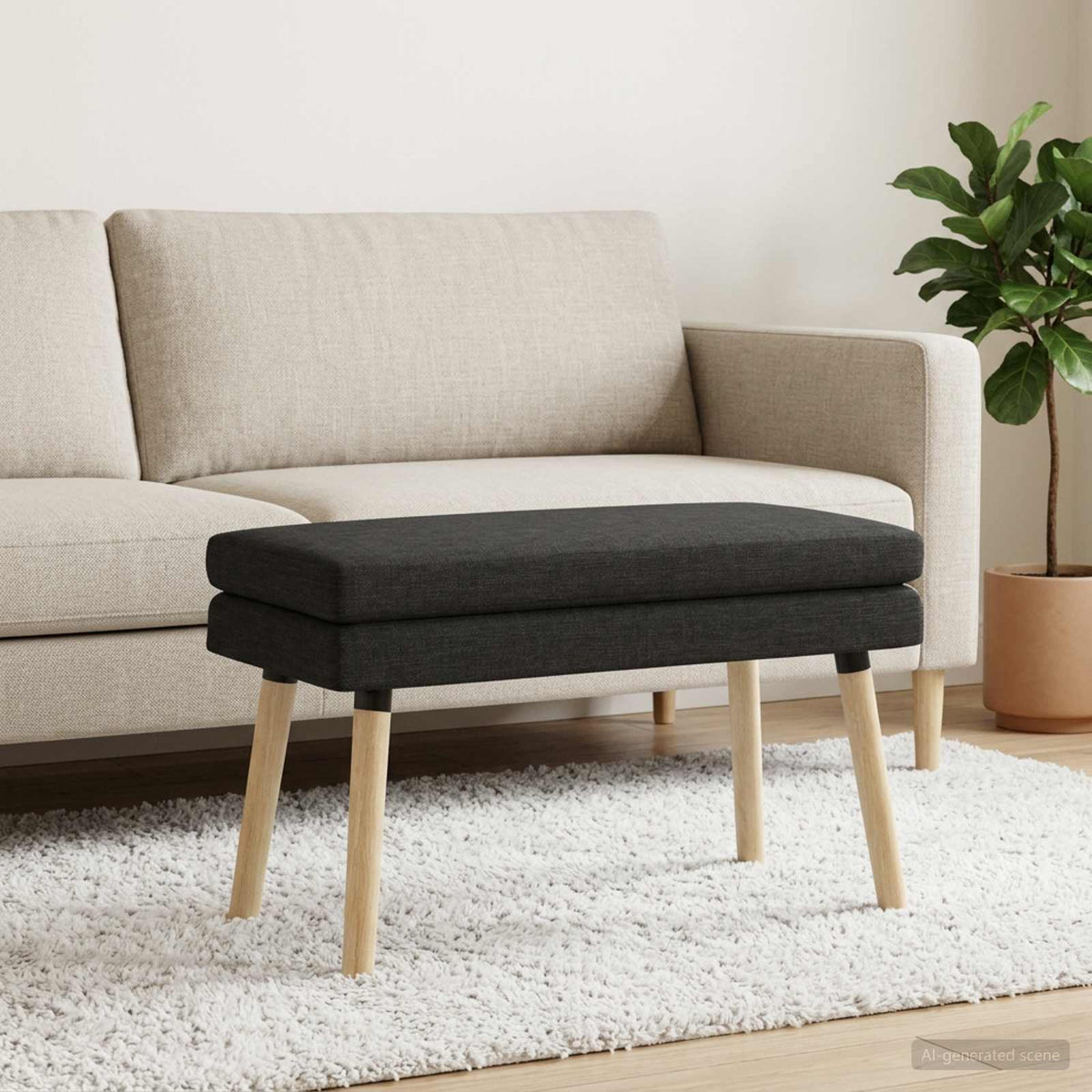 Dubbel Laagige Bank Zwart 80 x 40 x 47 cm Stof is nu te koop bij PeponiXL, paradijselijk wonen!