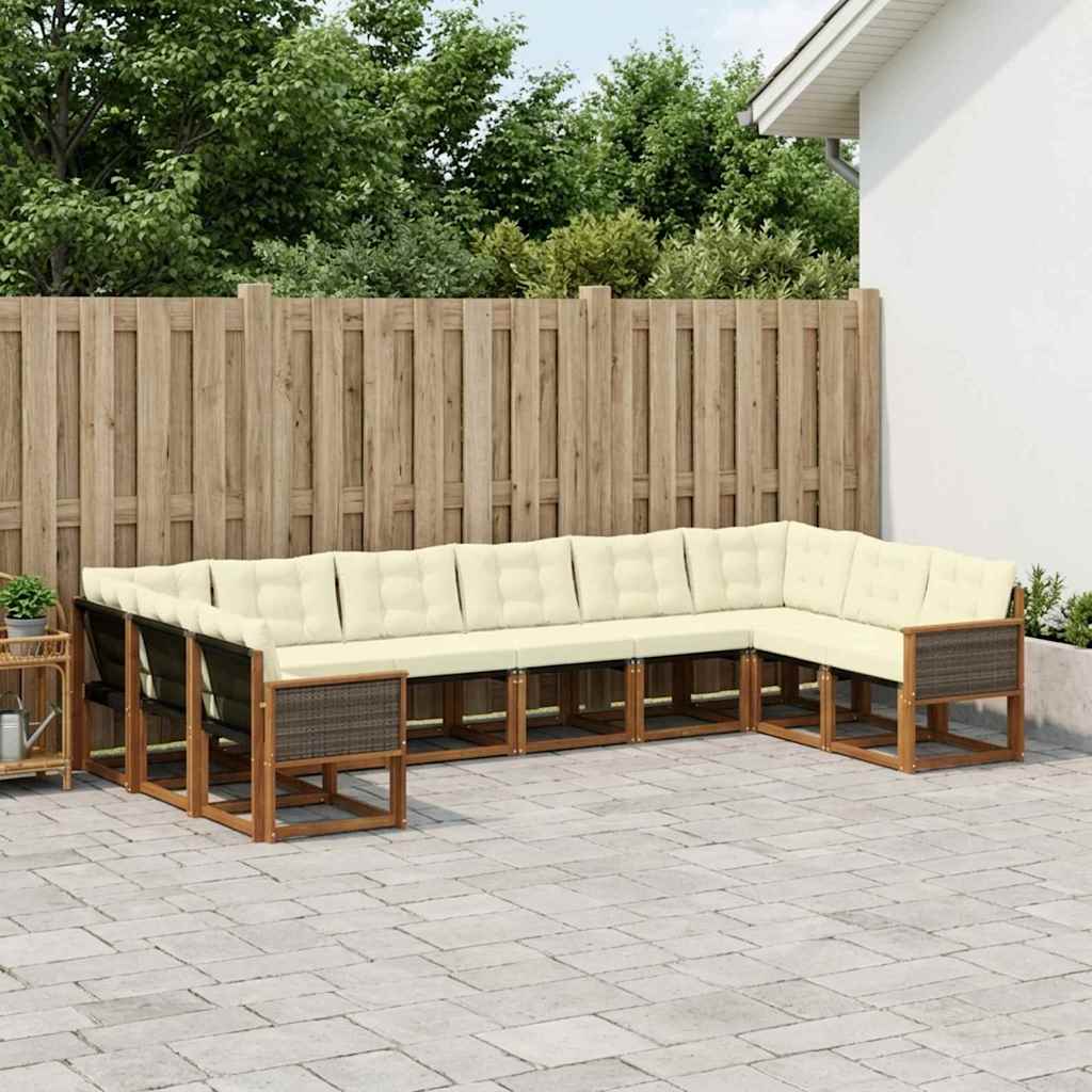 Buiten bankenset met kussen 10 pcs Natuurlijk en Crème is nu te koop bij PeponiXL, paradijselijk wonen!