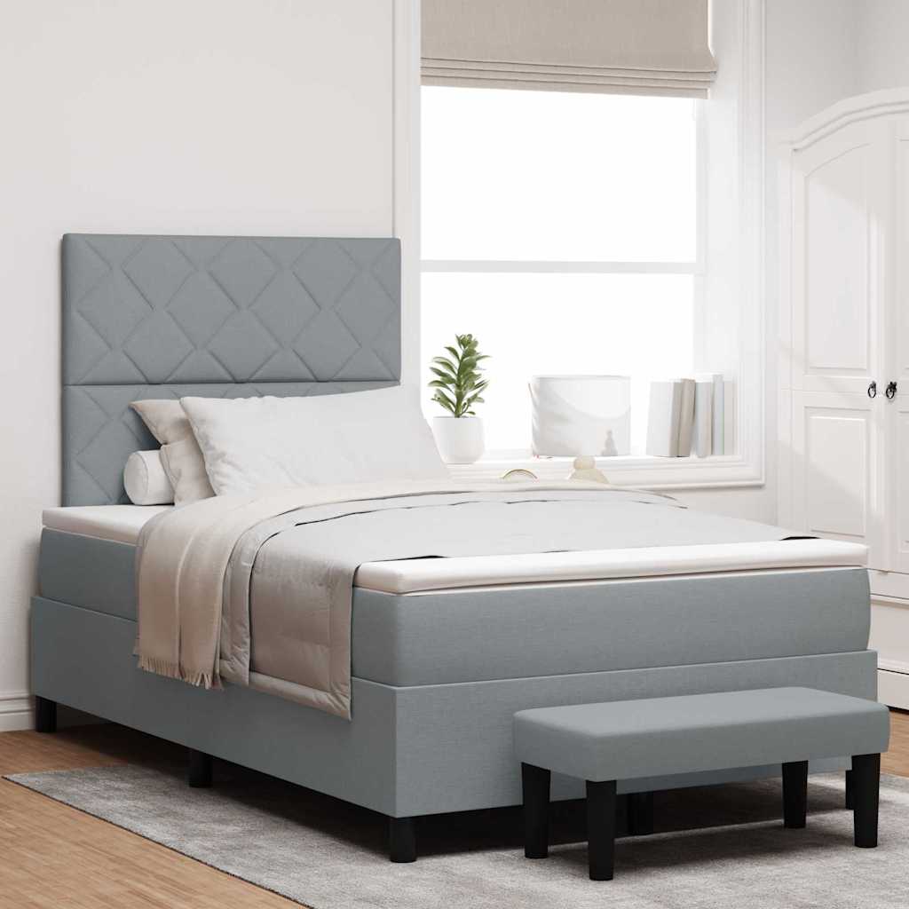 Boxspringbed met hoofdeinde Lichtgrijs 120 x 200 cm Stof is nu te koop bij PeponiXL, paradijselijk wonen!
