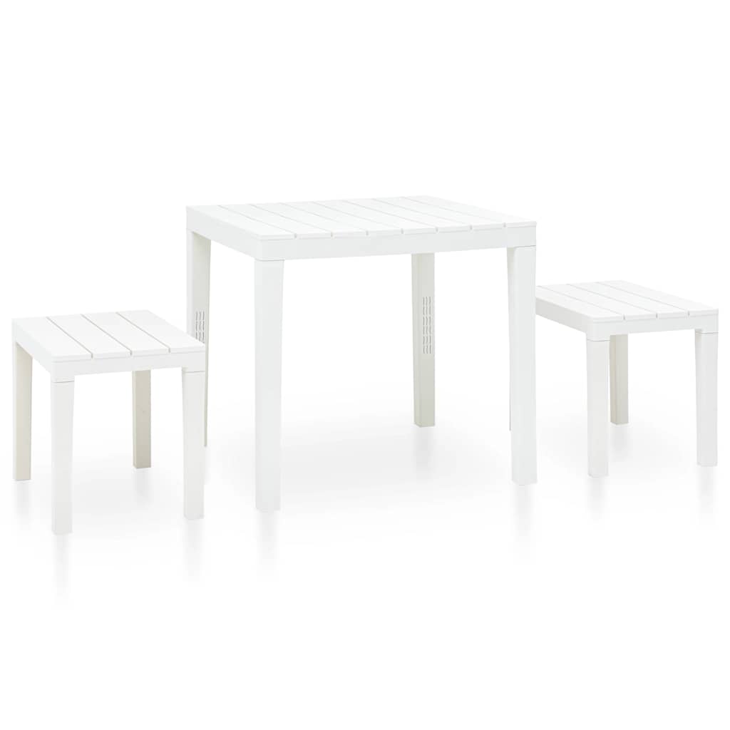 Tuintafel met 2 banken kunststof wit is nu te koop bij PeponiXL, paradijselijk wonen!