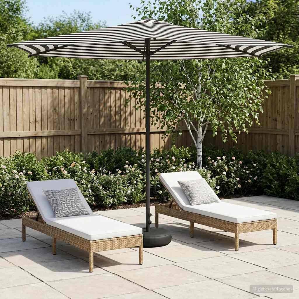 Tuinparasol met Basis 270 x 270 cm Polyester Rechthoekig is nu te koop bij PeponiXL, paradijselijk wonen!