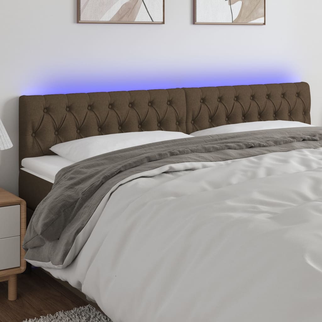 Hoofdbord LED 200x7x78/88 cm stof donkerbruin is nu te koop bij PeponiXL, paradijselijk wonen!
