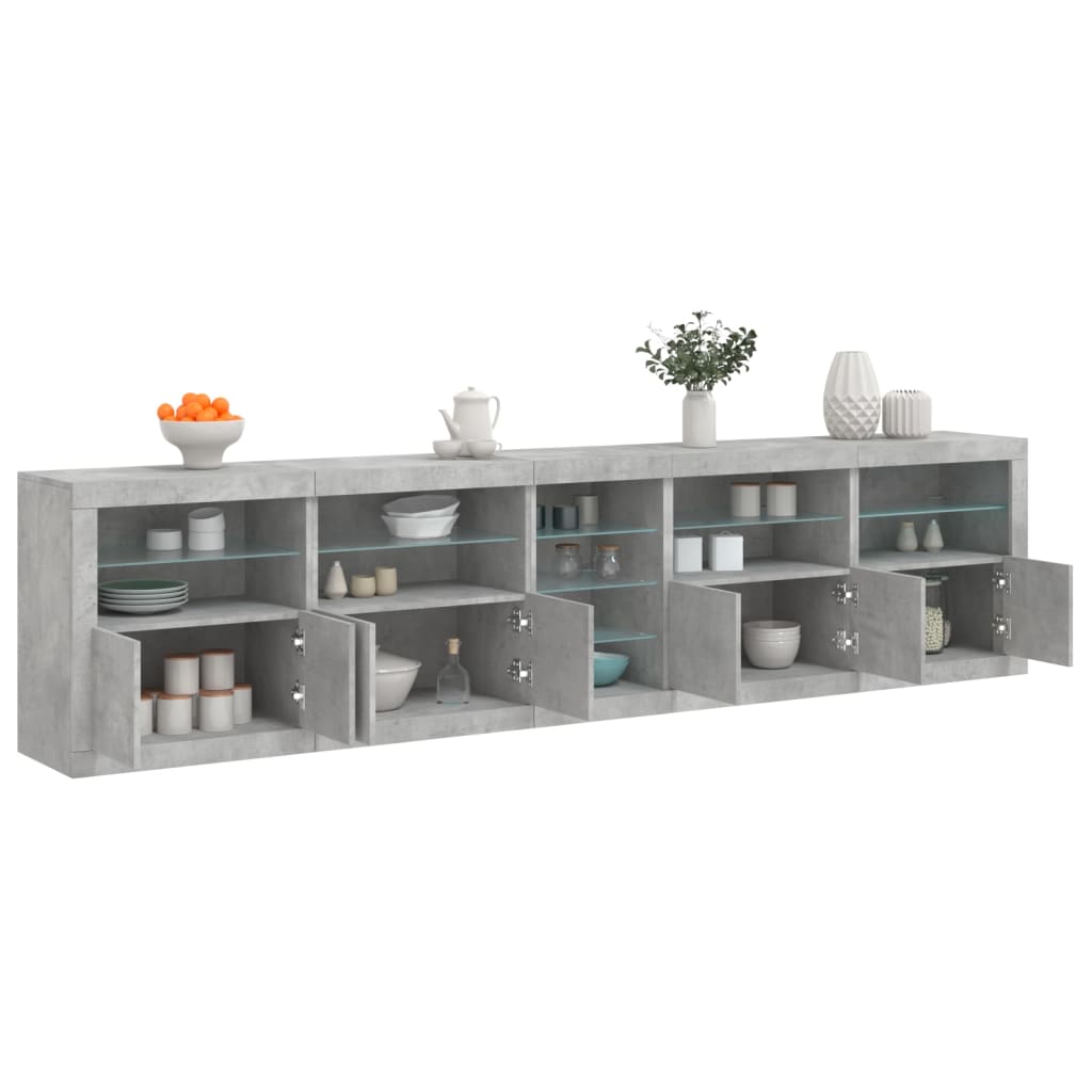 Dressoir met LED-verlichting 283x37x67 cm betongrijs is nu te koop bij PeponiXL, paradijselijk wonen!