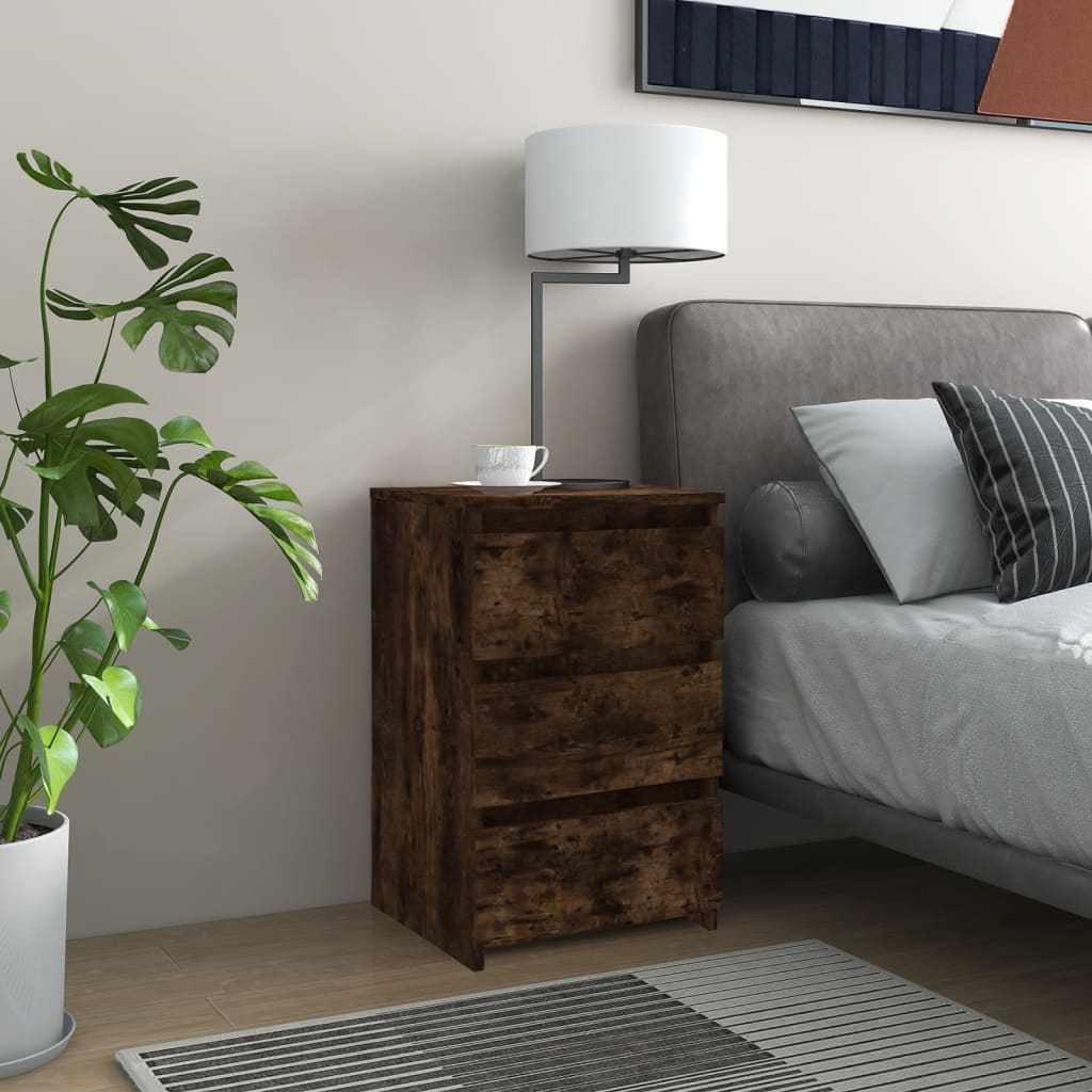 Nachtkastje 40x35x62,5 cm bewerkt hout gerookt eikenkleurig is nu te koop bij PeponiXL, paradijselijk wonen!
