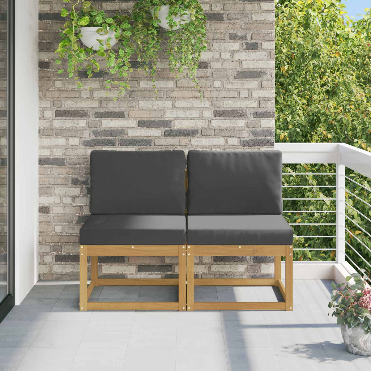 2 Stuk Buiten Midden Sofa Massief Acaciahout Wit is nu te koop bij PeponiXL, paradijselijk wonen!