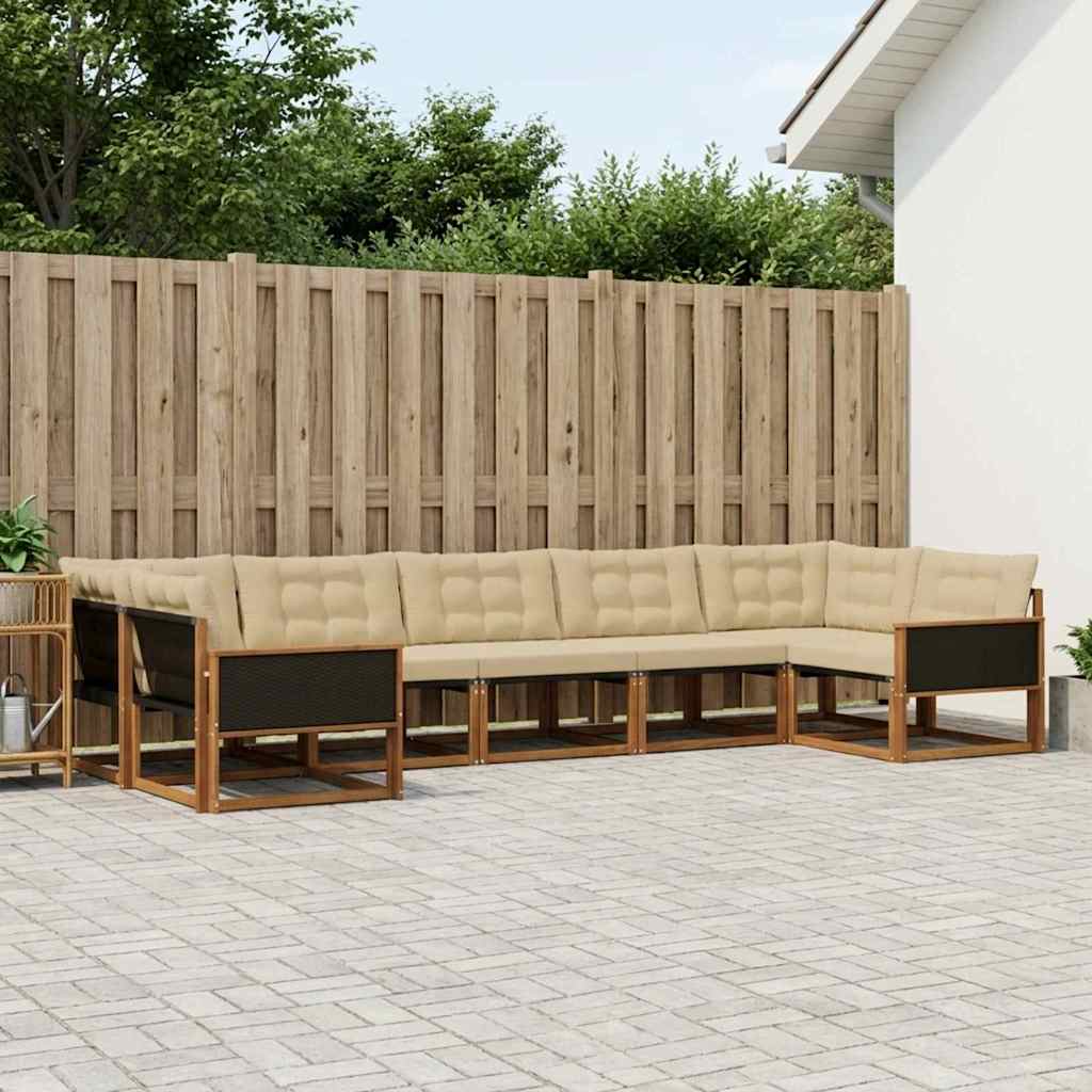 Buiten bankenset met kussen 7 pcs Natuurlijk en Beige is nu te koop bij PeponiXL, paradijselijk wonen!
