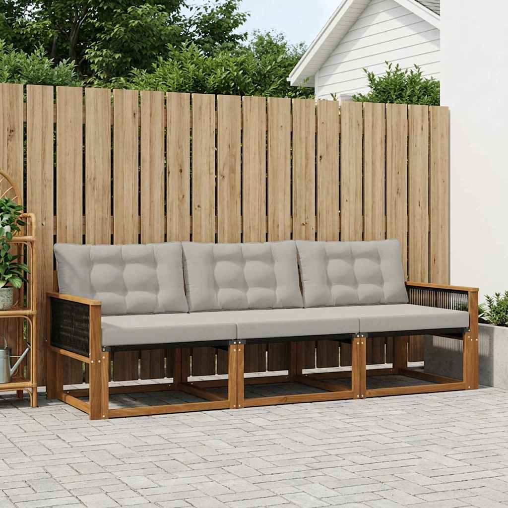 Buiten bankenset met kussen 3 pcs Naturel en lichtgrijs is nu te koop bij PeponiXL, paradijselijk wonen!