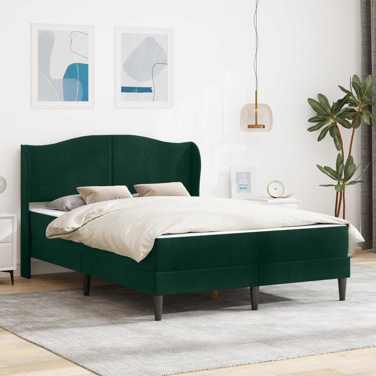Bedframe met hoofdeinde Donkergroen 140 x 190 cm Fluweel is nu te koop bij PeponiXL, paradijselijk wonen!