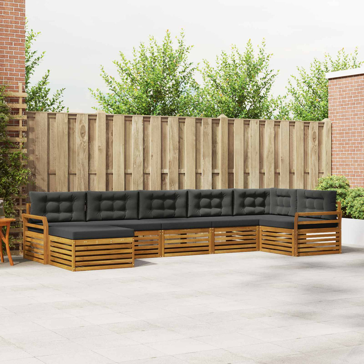 Buiten bankenset met kussen 7 pcs Natuurlijk en Antraciet is nu te koop bij PeponiXL, paradijselijk wonen!