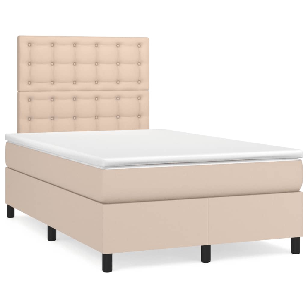 Boxspring met matras kunstleer cappuccinokleurig 120x190 cm is nu te koop bij PeponiXL, paradijselijk wonen!