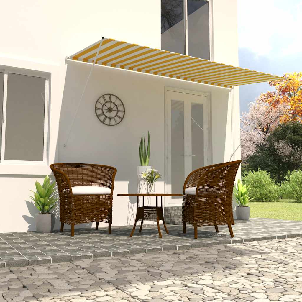 Luifel uittrekbaar 400x150 cm geel en wit is nu te koop bij PeponiXL, paradijselijk wonen!