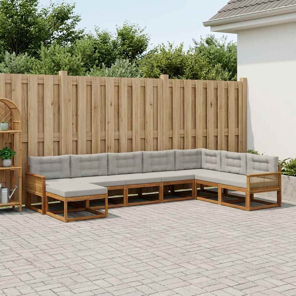 Buiten bankenset met kussen 8 pcs Naturel en lichtgrijs is nu te koop bij PeponiXL, paradijselijk wonen!