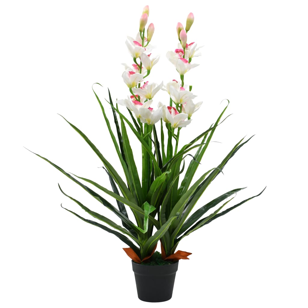 Kunstplant met pot cymbidium orchidee 100 cm groen is nu te koop bij PeponiXL, paradijselijk wonen!