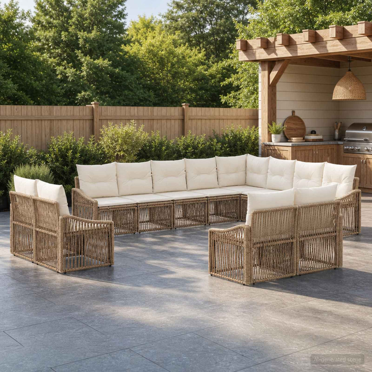 Tuinbankenset 12 pcs Beige poly rattan is nu te koop bij PeponiXL, paradijselijk wonen!