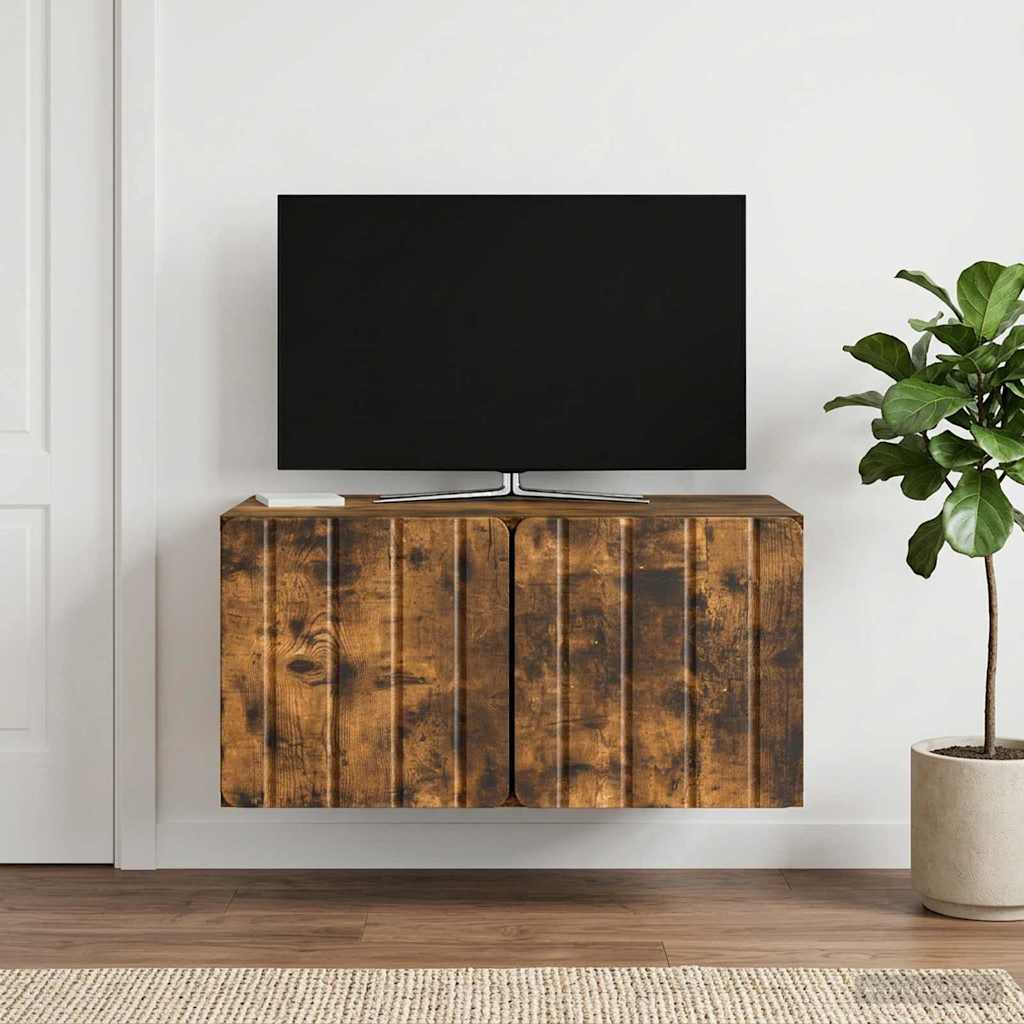 Wandbeugel TV-kast Gerookt eiken 59,5 x 41 x 30 cm Bewerkt hout is nu te koop bij PeponiXL, paradijselijk wonen!