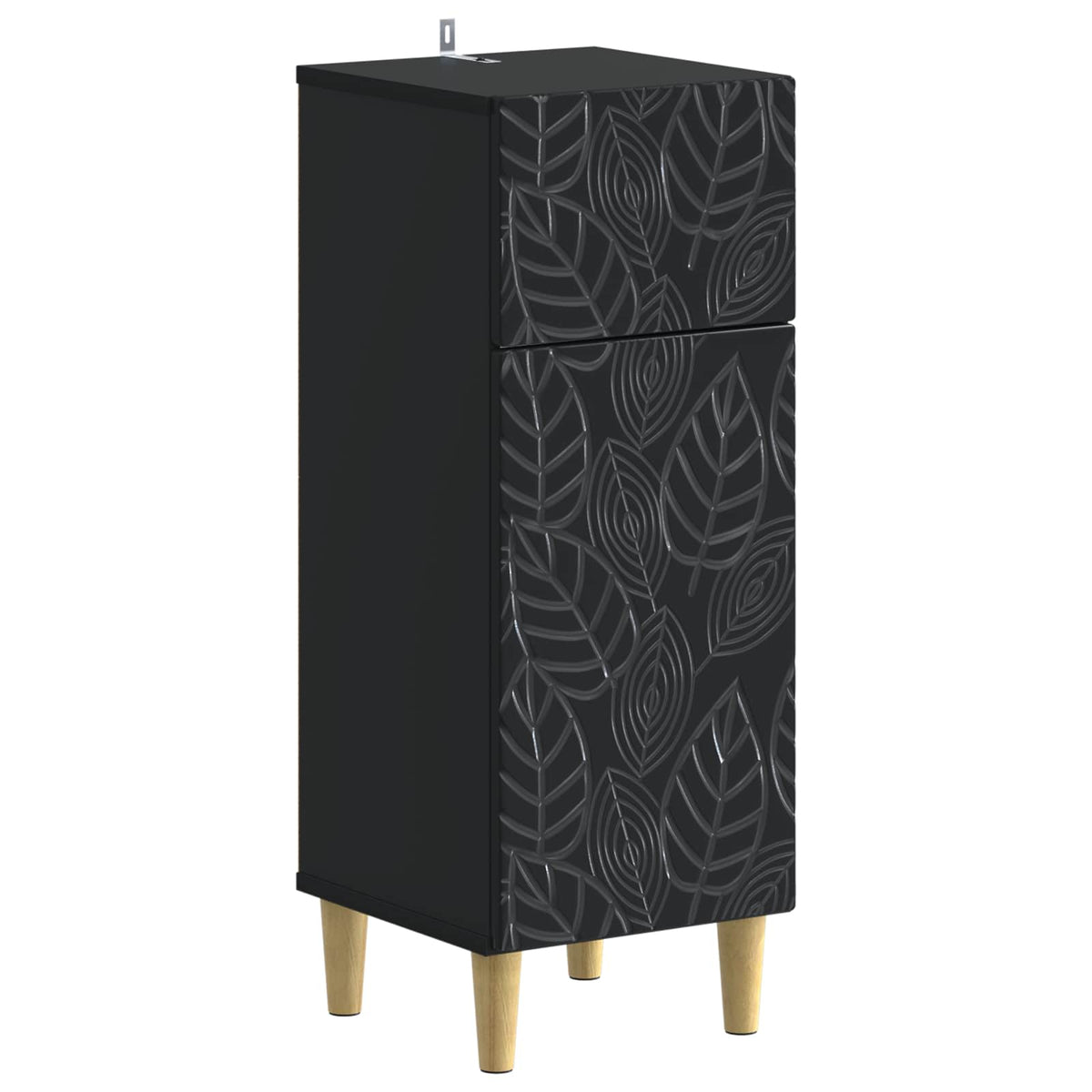 Badkamer Opbergkast DELFT Zwart 30 x 31 x 80 cm Bewerkt hout is nu te koop bij PeponiXL, paradijselijk wonen!