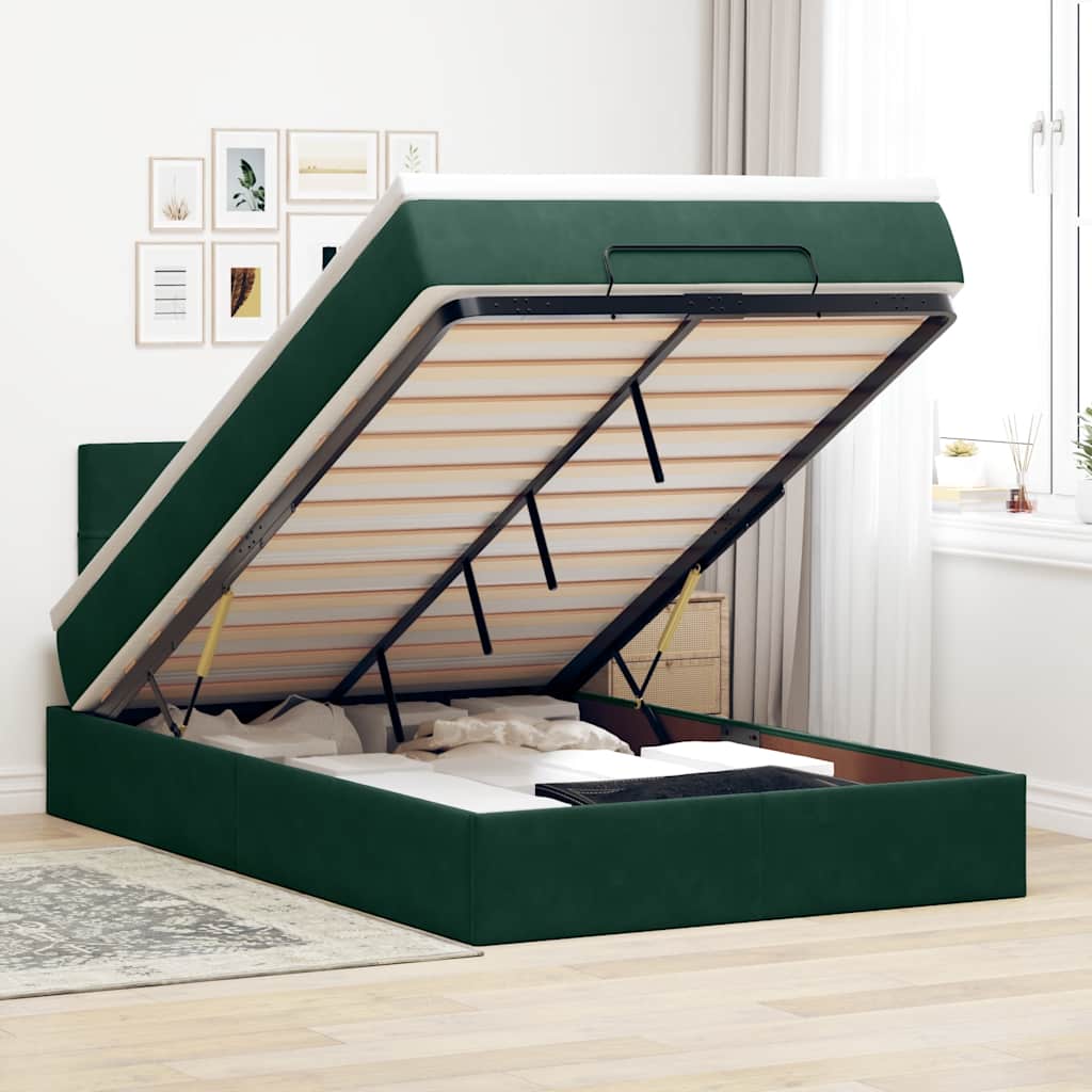 Bed poef met matras 120x190 cm fluweel donkergroen is nu te koop bij PeponiXL, paradijselijk wonen!
