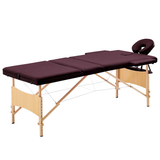 Massagetafel inklapbaar 3 zones hout wijnpaars is nu te koop bij PeponiXL, paradijselijk wonen!