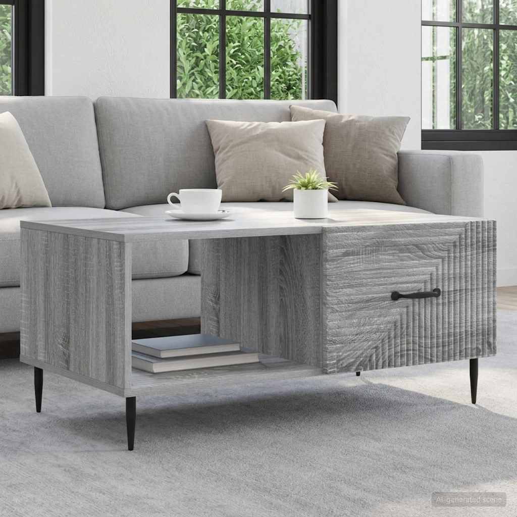 Salontafel Grijs sonoma 90 x 50 x 40 cm Bewerkt hout is nu te koop bij PeponiXL, paradijselijk wonen!