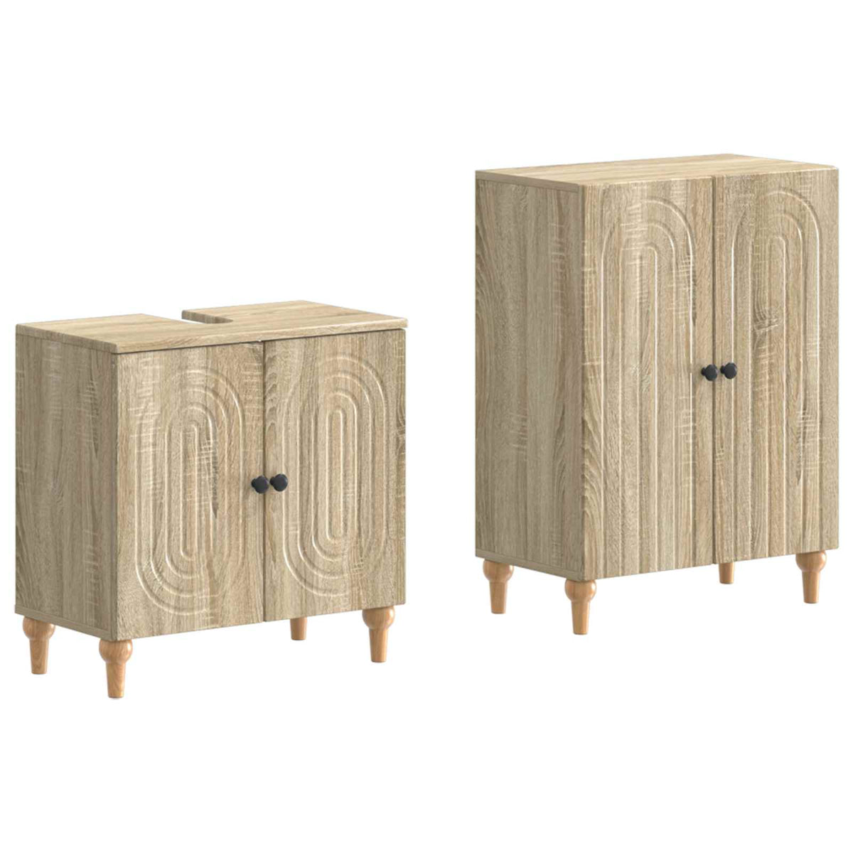 2-delige Badkamerkast Set ALKMAAR Sonoma Eiken Bewerkt hout is nu te koop bij PeponiXL, paradijselijk wonen!