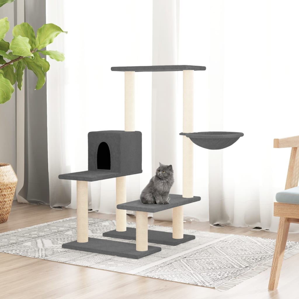 Kattenmeubel met sisal krabpalen 94,5 cm donkergrijs is nu te koop bij PeponiXL, paradijselijk wonen!
