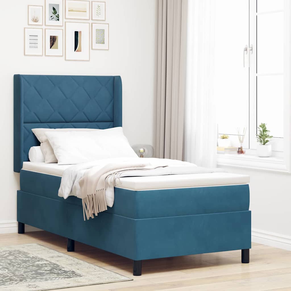 Boxspringbed met hoofdeinde Blauw 100 x 200 cm Fluweel is nu te koop bij PeponiXL, paradijselijk wonen!