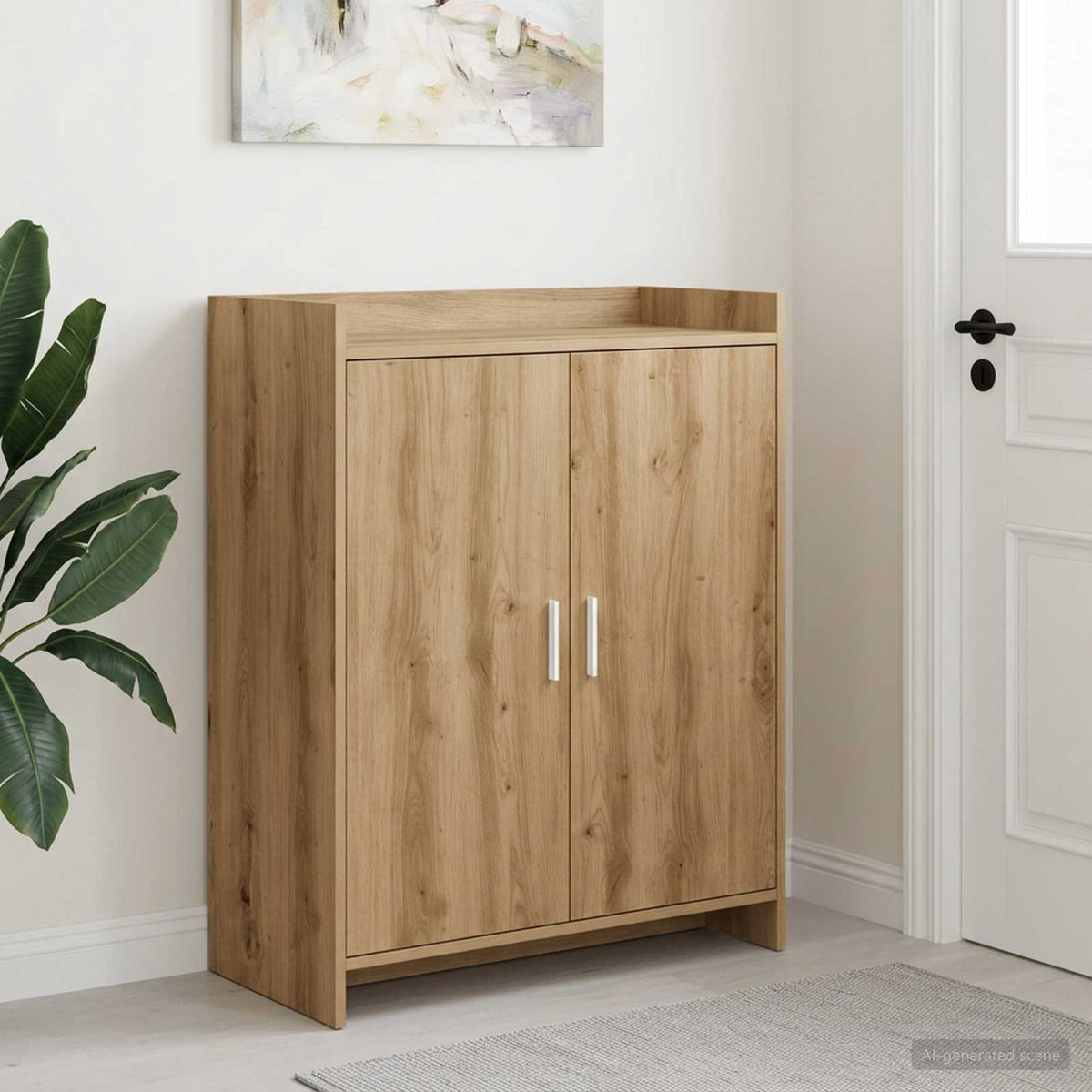Schoenenkast 73,5 x 36 x 92 cm Bewerkt hout Artisanaal eiken is nu te koop bij PeponiXL, paradijselijk wonen!