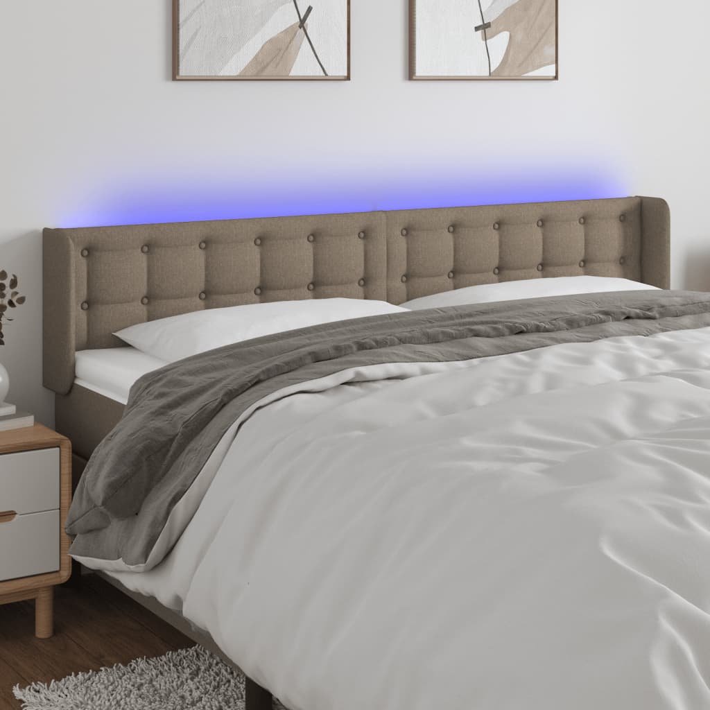 Hoofdbord LED 183x16x78/88 cm stof taupe is nu te koop bij PeponiXL, paradijselijk wonen!