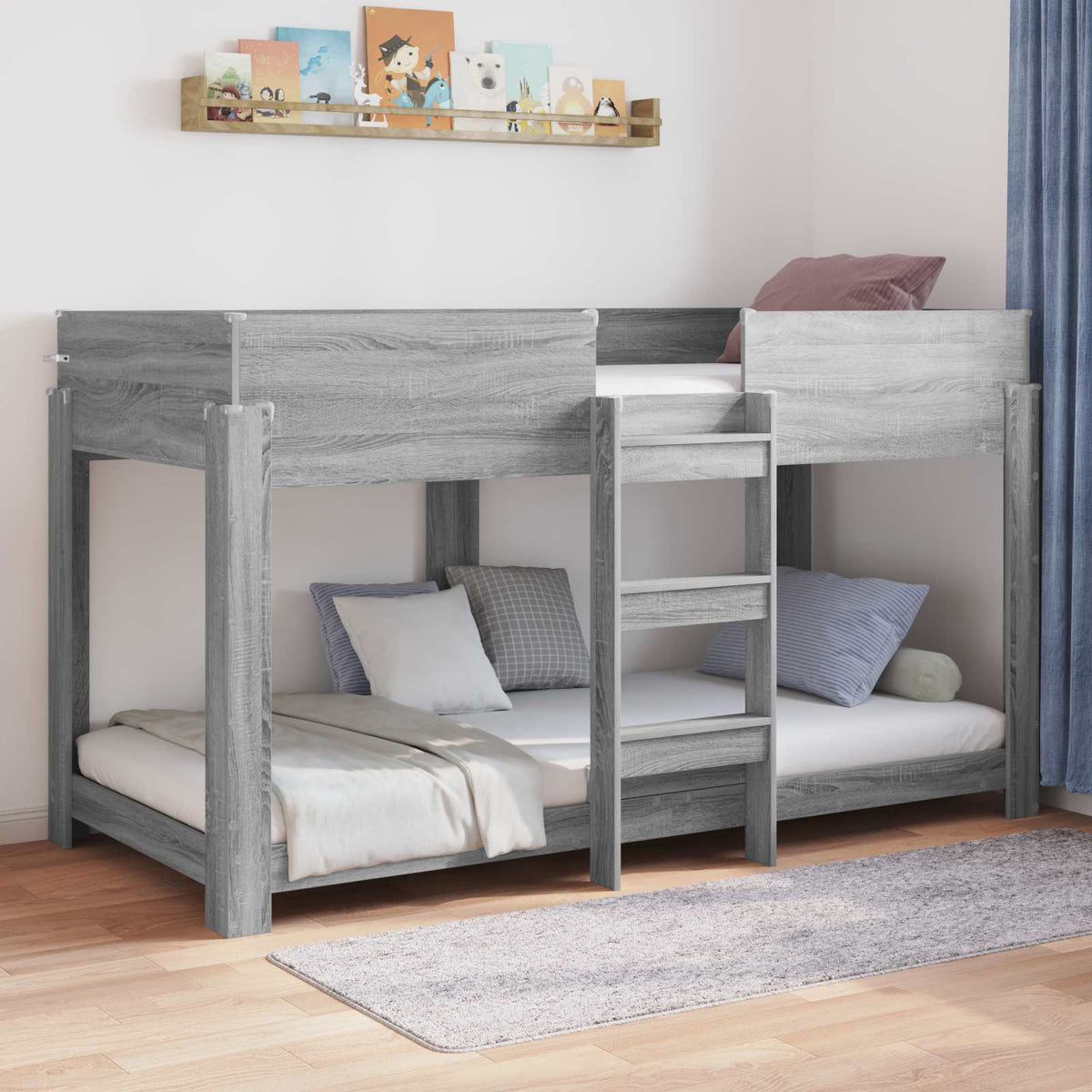 Bunk Bed voor Kinderen Grijs Sonoma 90 x 190 cm Bewerkt hout is nu te koop bij PeponiXL, paradijselijk wonen!