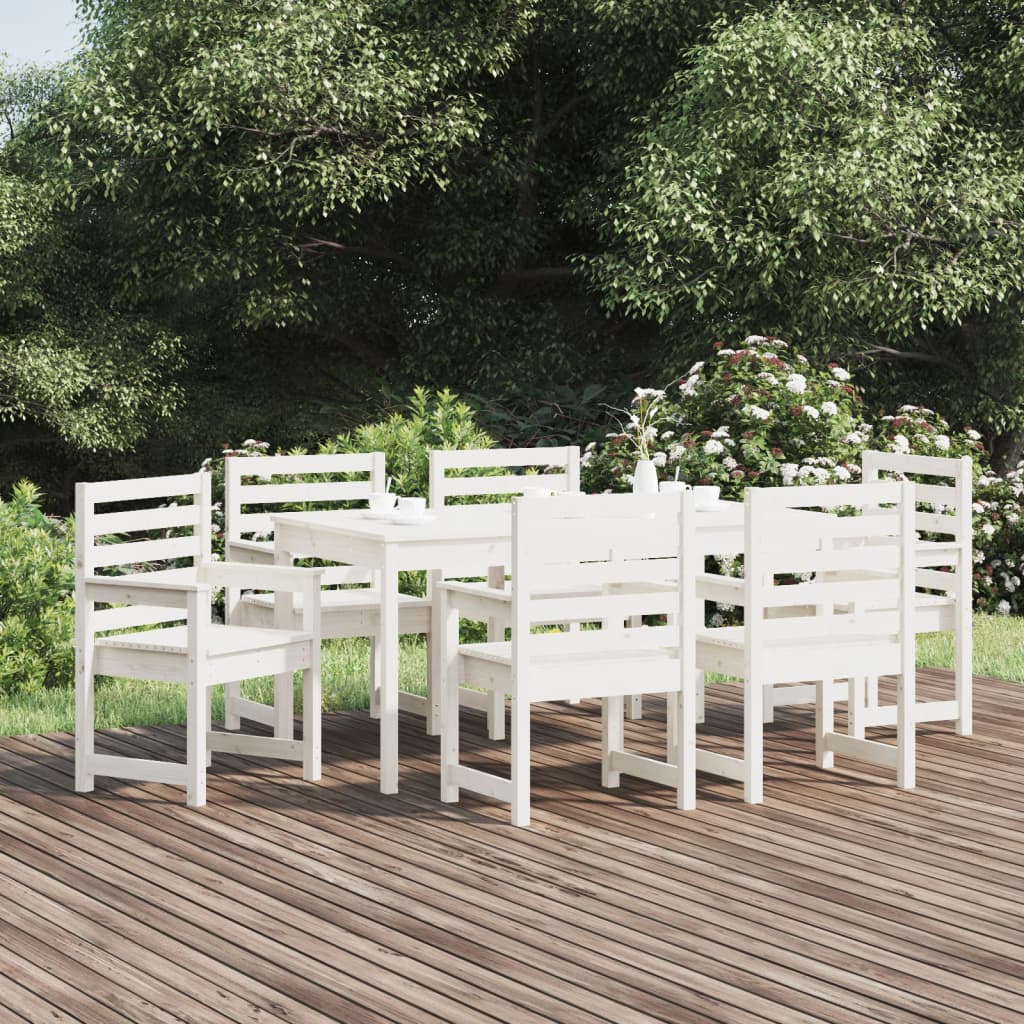 7-delige Tuinset massief grenenhout wit is nu te koop bij PeponiXL, paradijselijk wonen!