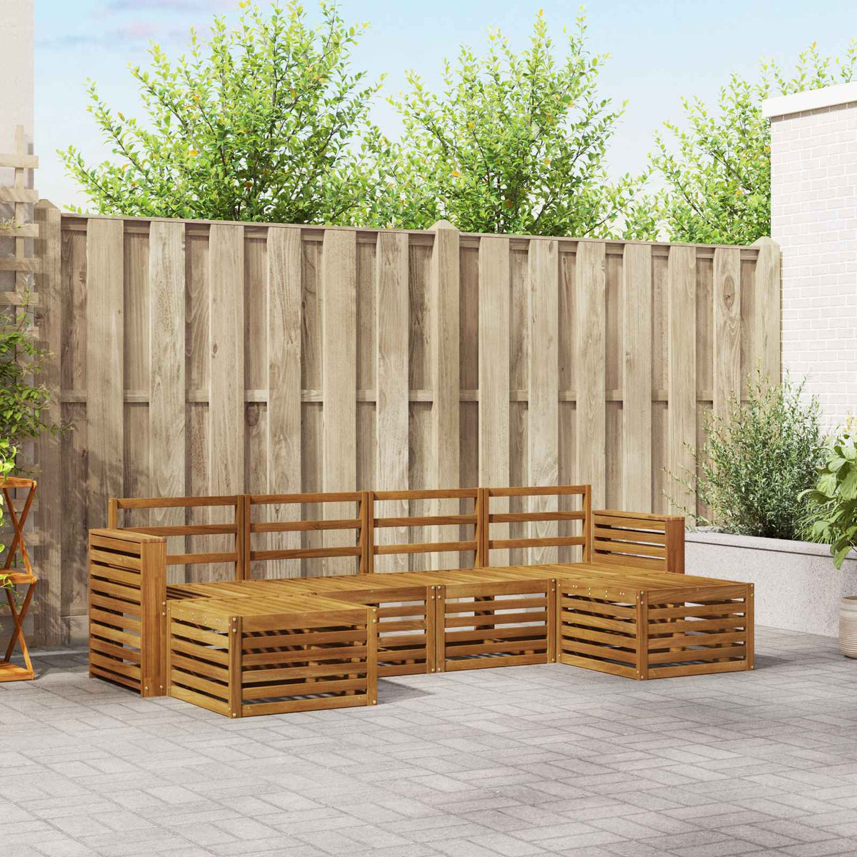 Sofa-Sets 6 pcs Naturel Massief Acaciahout is nu te koop bij PeponiXL, paradijselijk wonen!